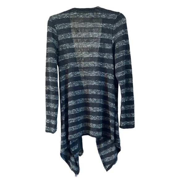 Chris & Carole Open Front Long Sleeve Lightweight Black Gray Cardigan - Picture 3 of 7